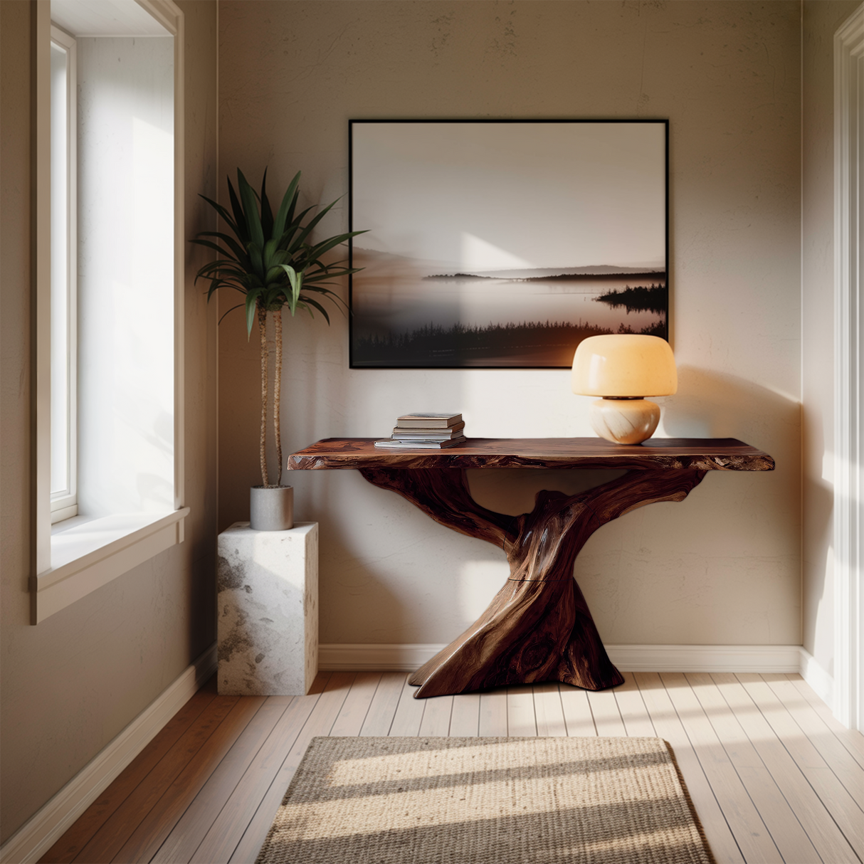 Modern Live Edge Console Table Organic Wood Furniture For Living Room