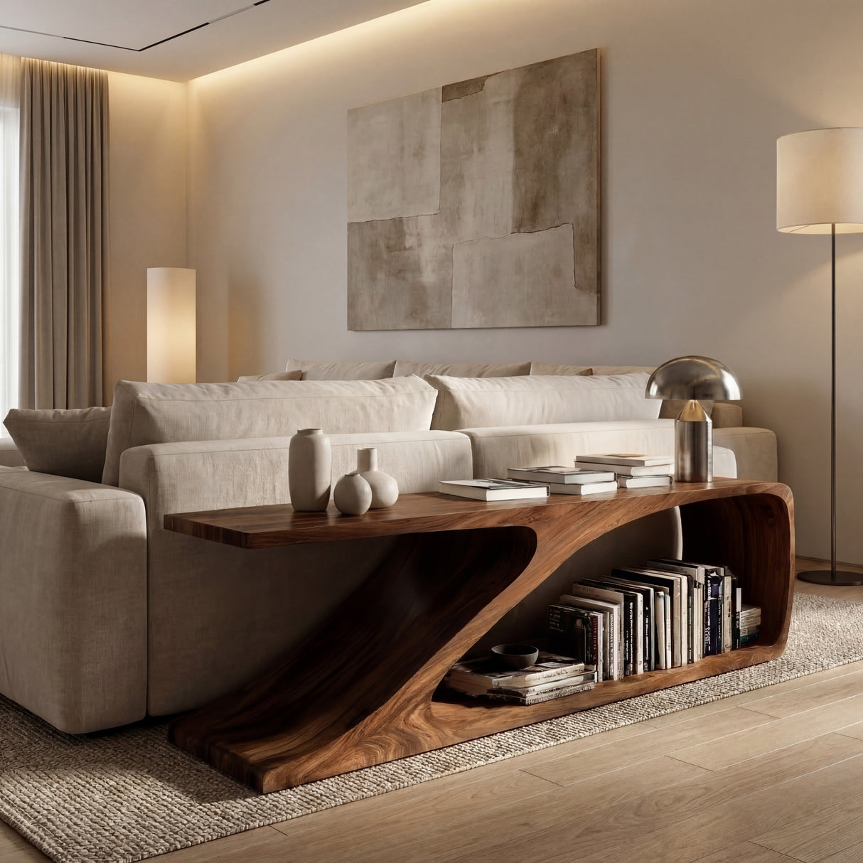 Contemporary Wooden Console Table For Living Room Decor