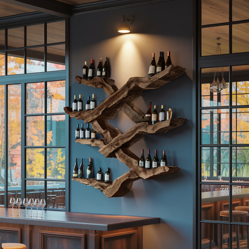 Farmhouse Wine Rack For Kitchen Wine Bottle Shelf