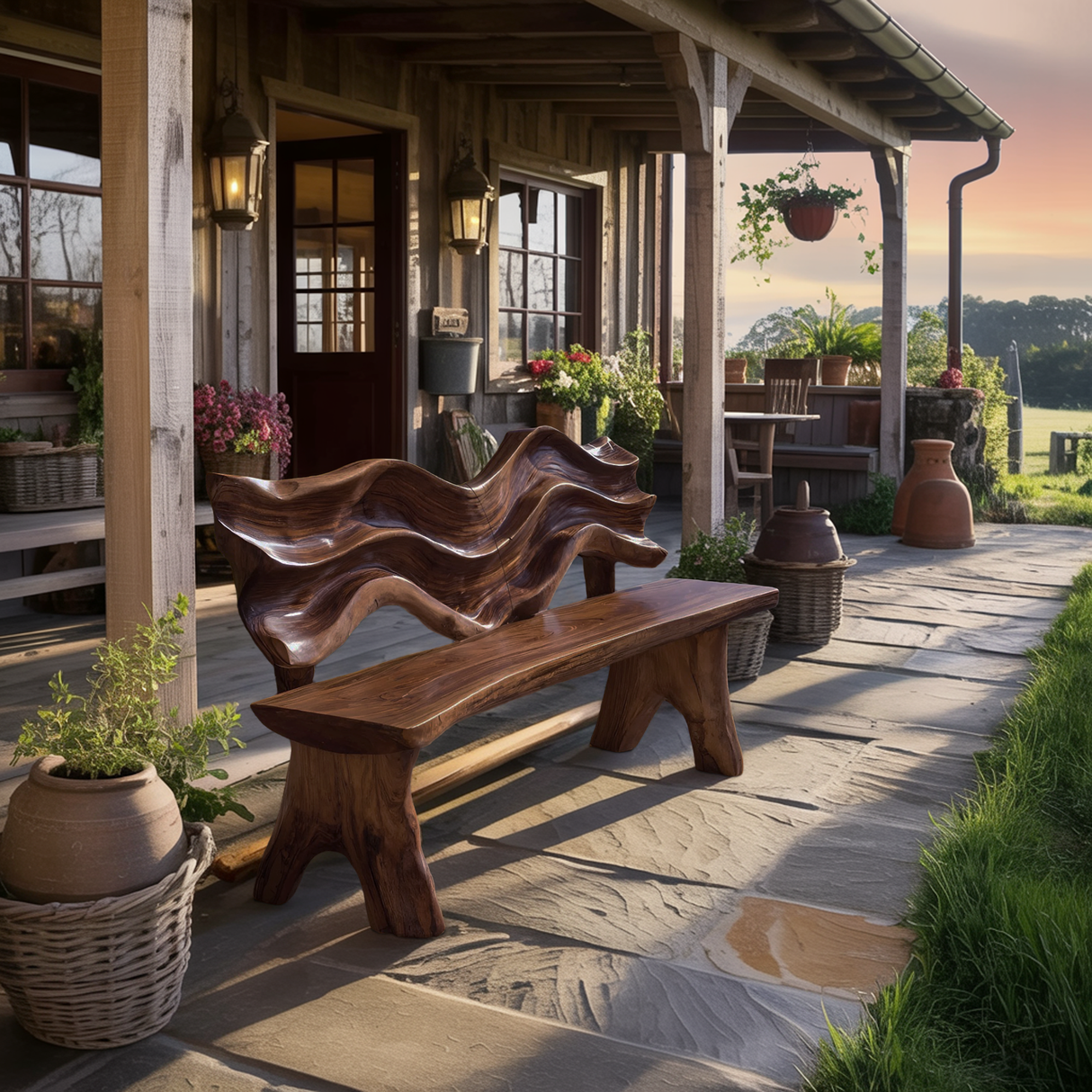 Rustic Live Edge Bench For Entryway Accent Seating