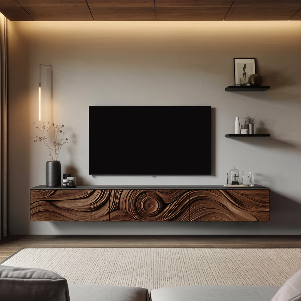 Farmhouse Wooden TV Console For Furniture Decor