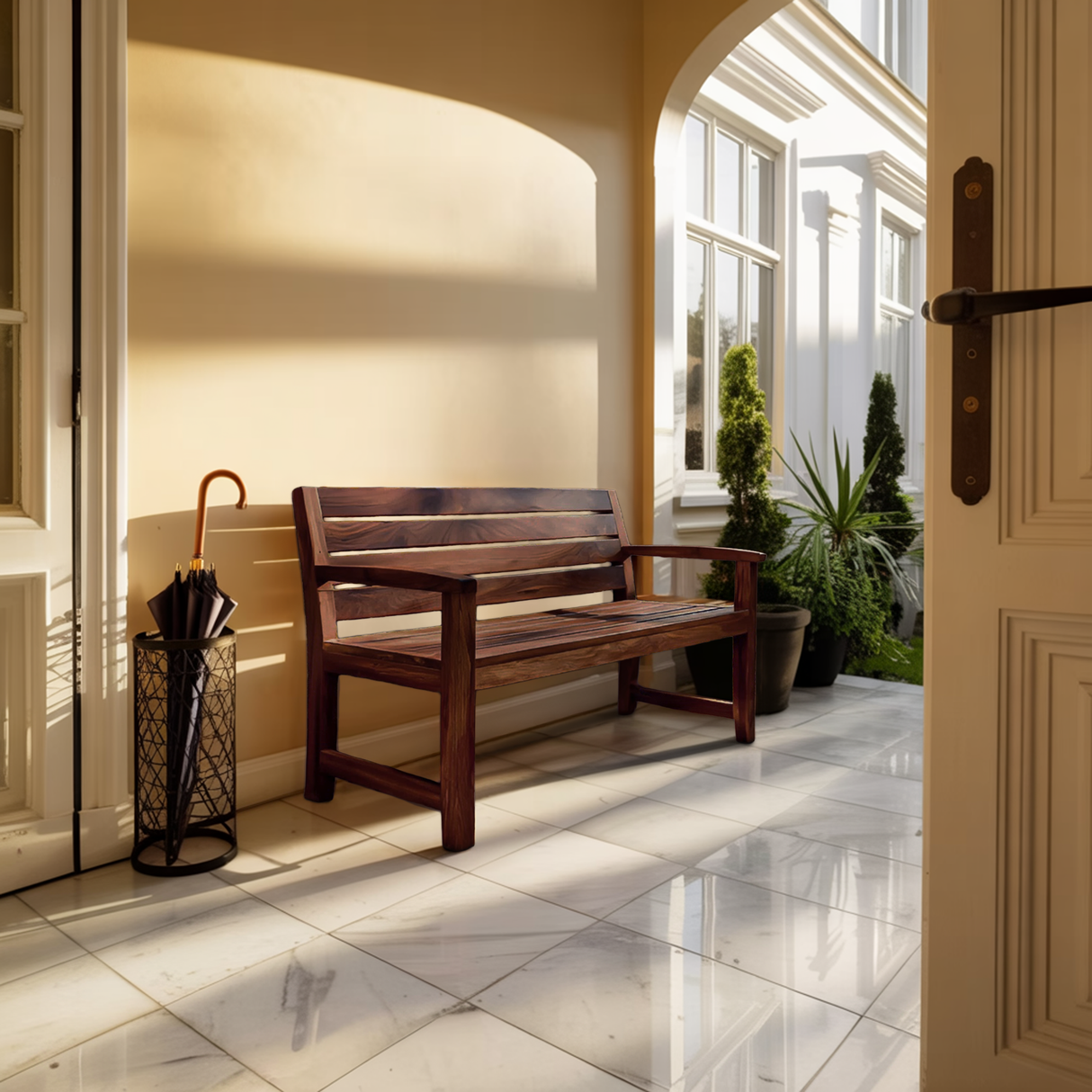 Rustic Outdoor Wood Bench For Natural Landscape