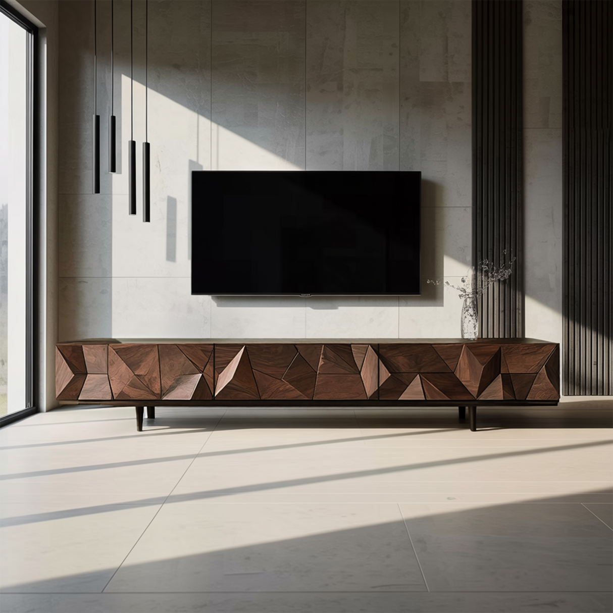 Mid Century Wooden TV Console For Entryway Decor