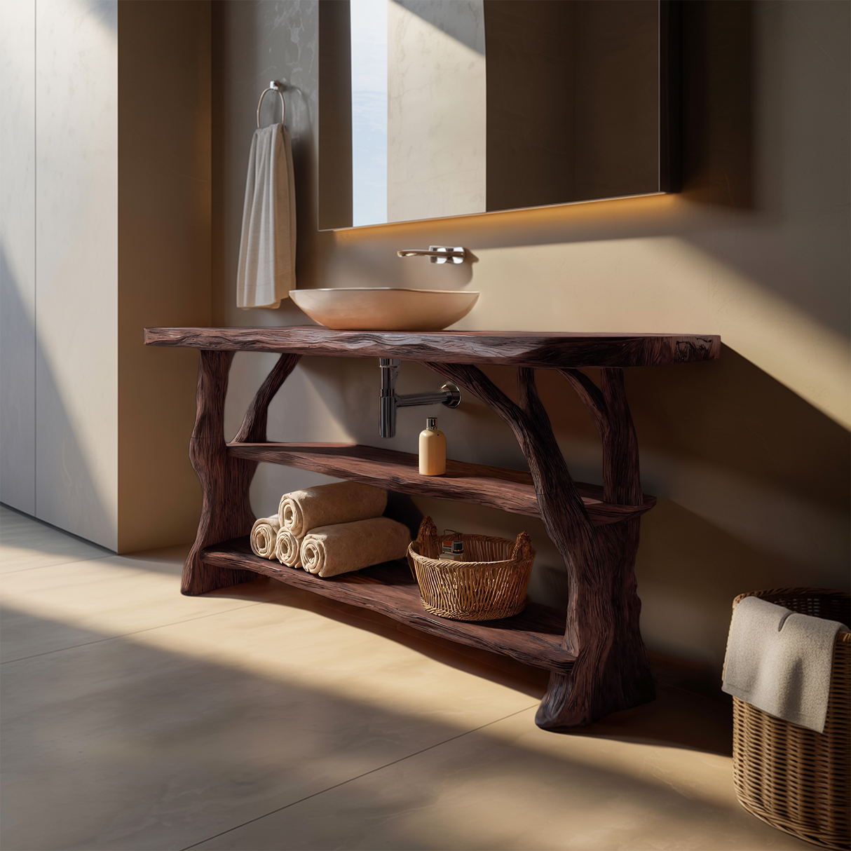 Farmhouse Handcrafted Live Edge Bathroom Vanity For Bathroom Decor