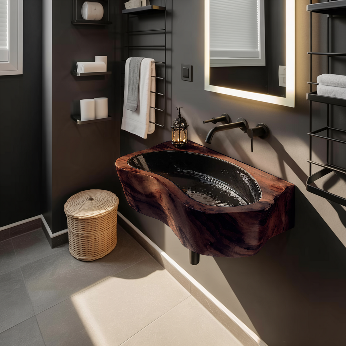 Handcrafted Live Edge Wood Vanity Sink For Natural Bathroom Decor