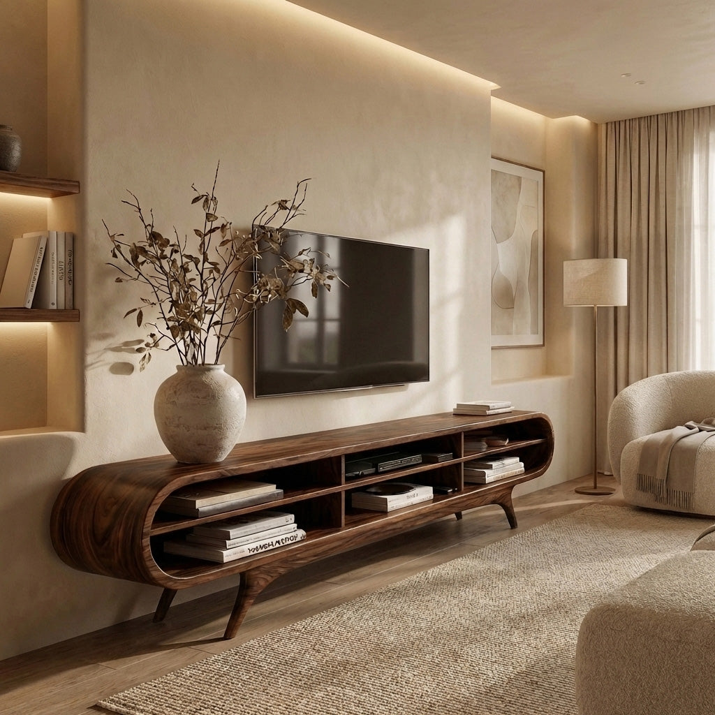 Scandinavian Natural Wood TV Cabinet For Living Room Interior