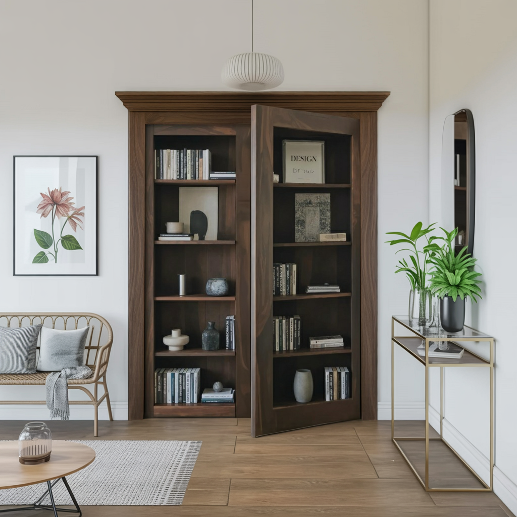 Modern Hidden Door Bookshelf For Home Office Or Living Room