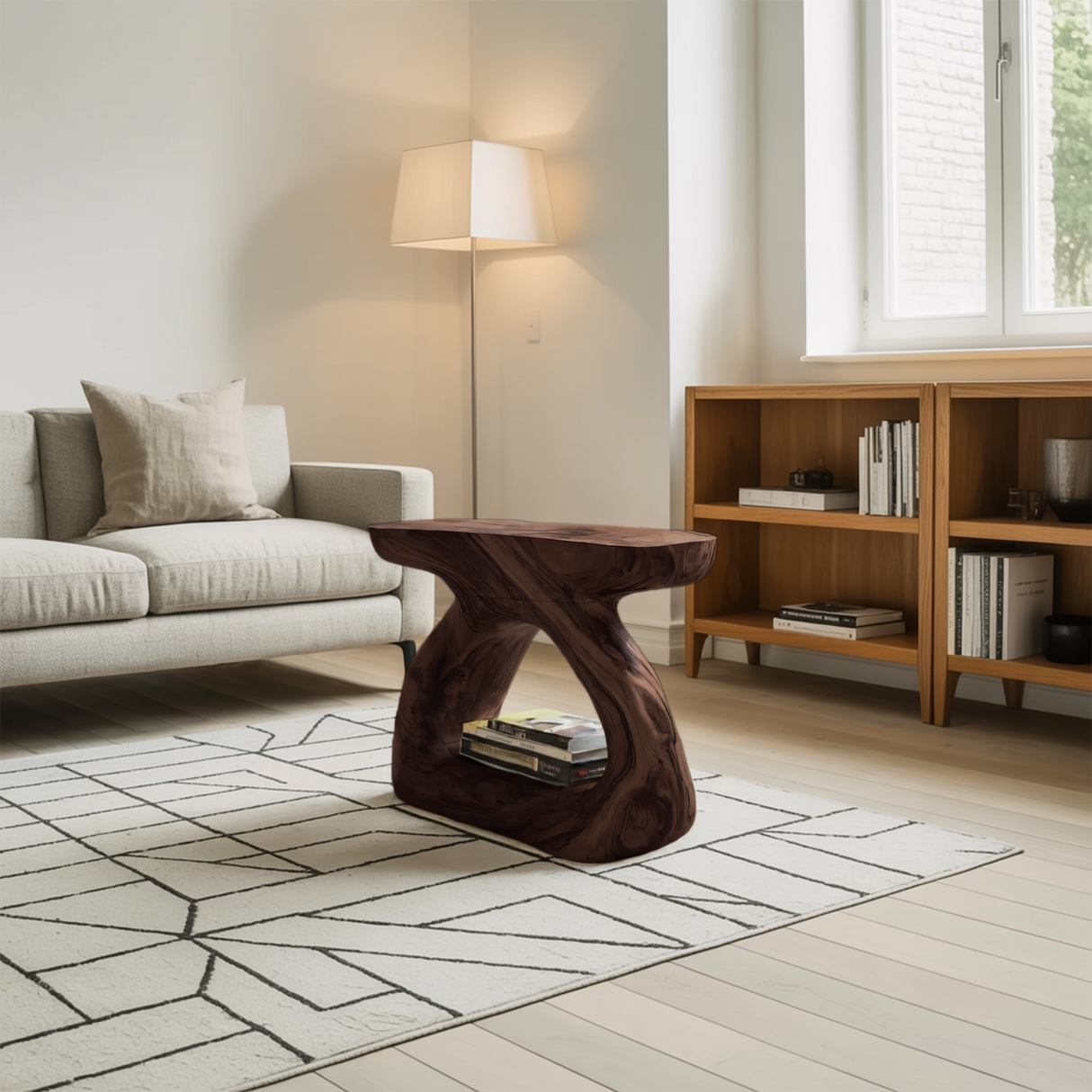 Minimalist Side Table With Storage Shelf For Living Room Decor