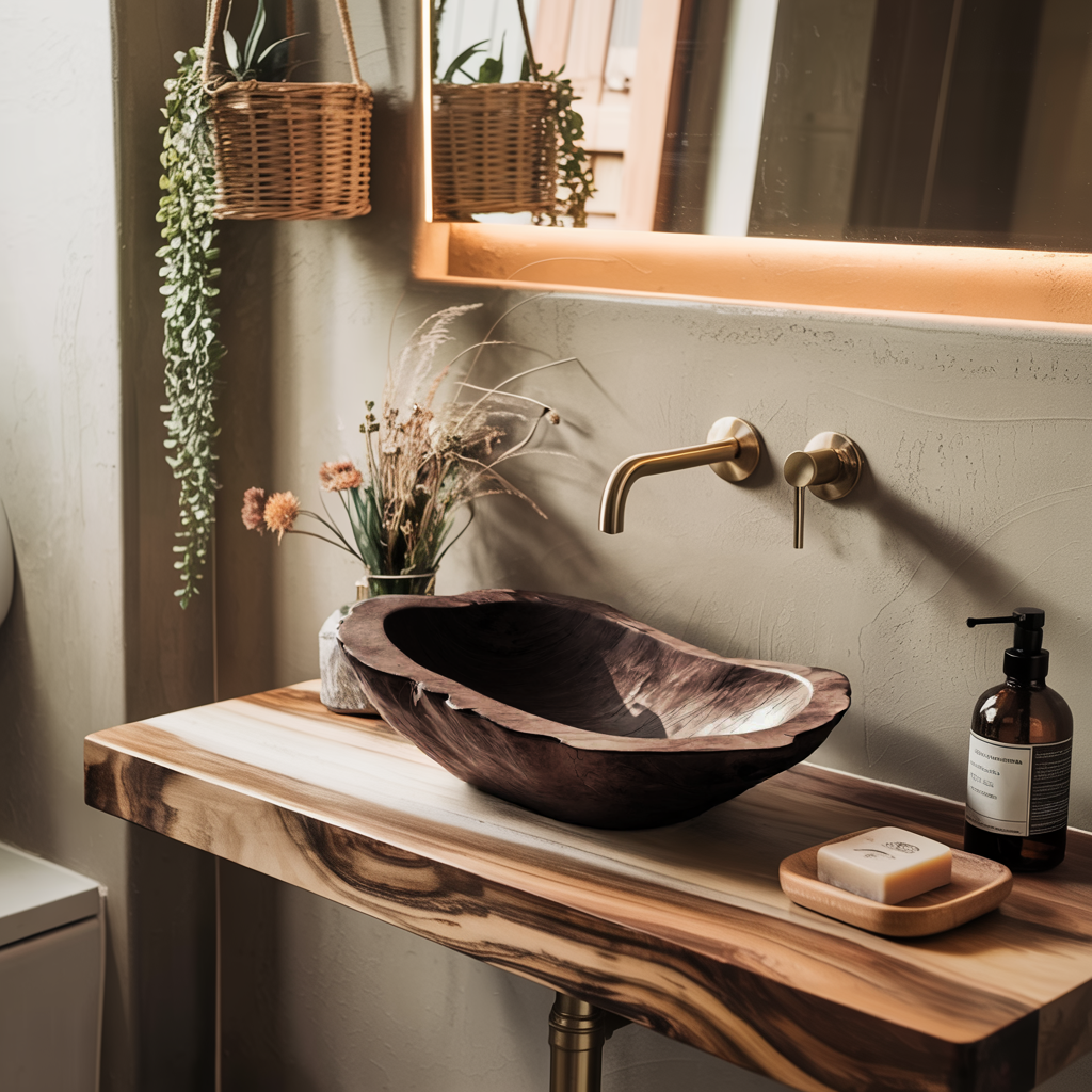 Handcrafted Wooden Vessel Sink For Timeless Bathroom Style