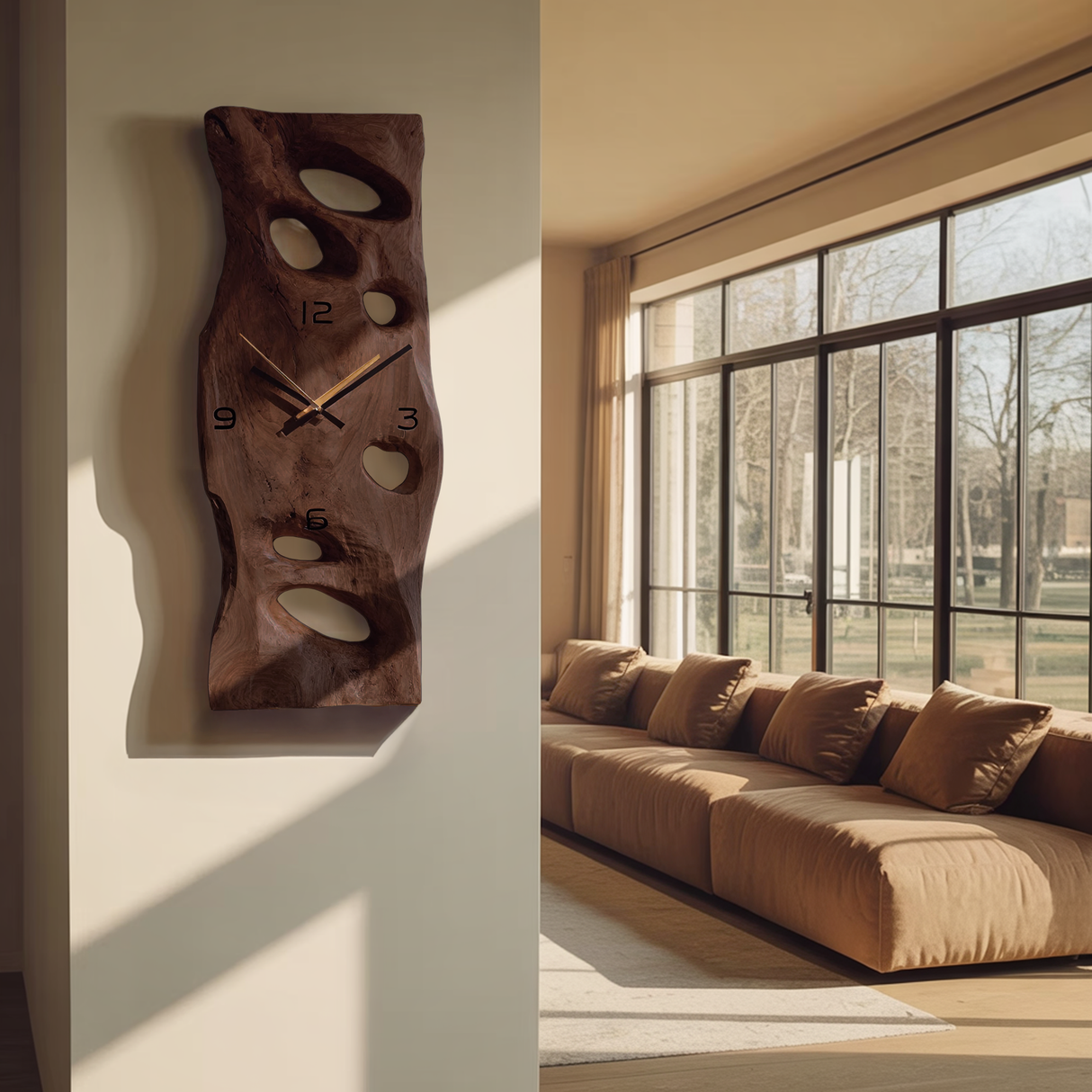 Contemporary Carved Wall Clock For Living Room