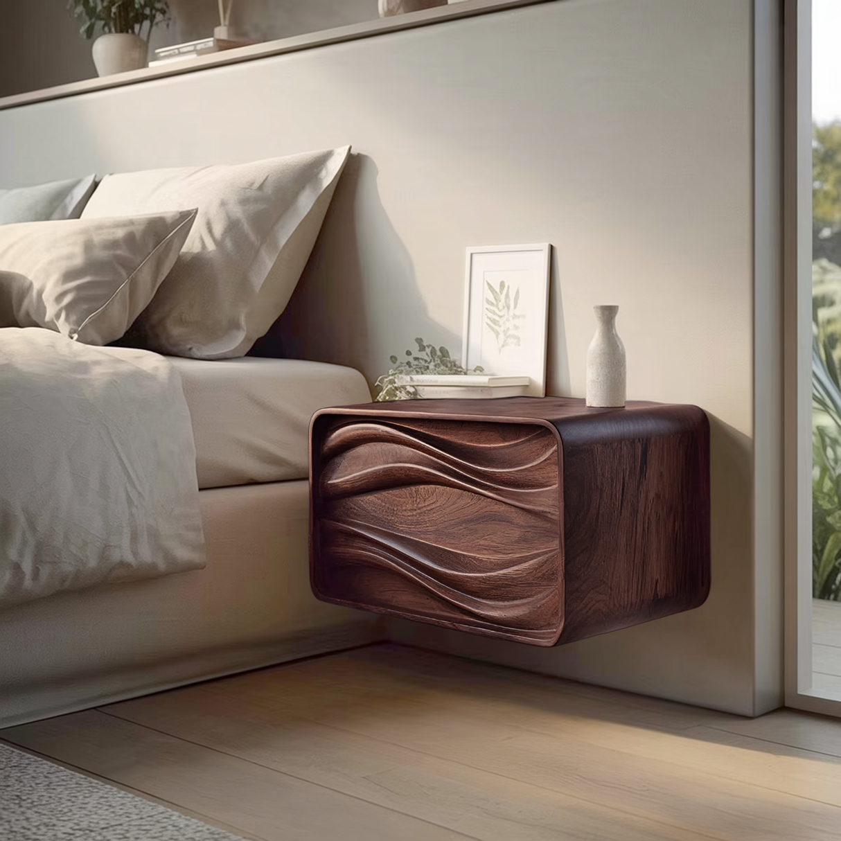 Organic Sculptural Floating Bedside Table For Bedroom Decor