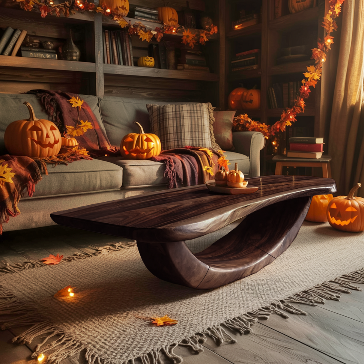 Farmhouse Wooden Live Edge Coffee Table Livingroom Decor Haunted Look