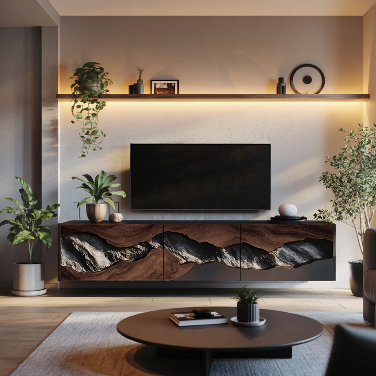 Handcrafted TV Console For Cozy Living Space