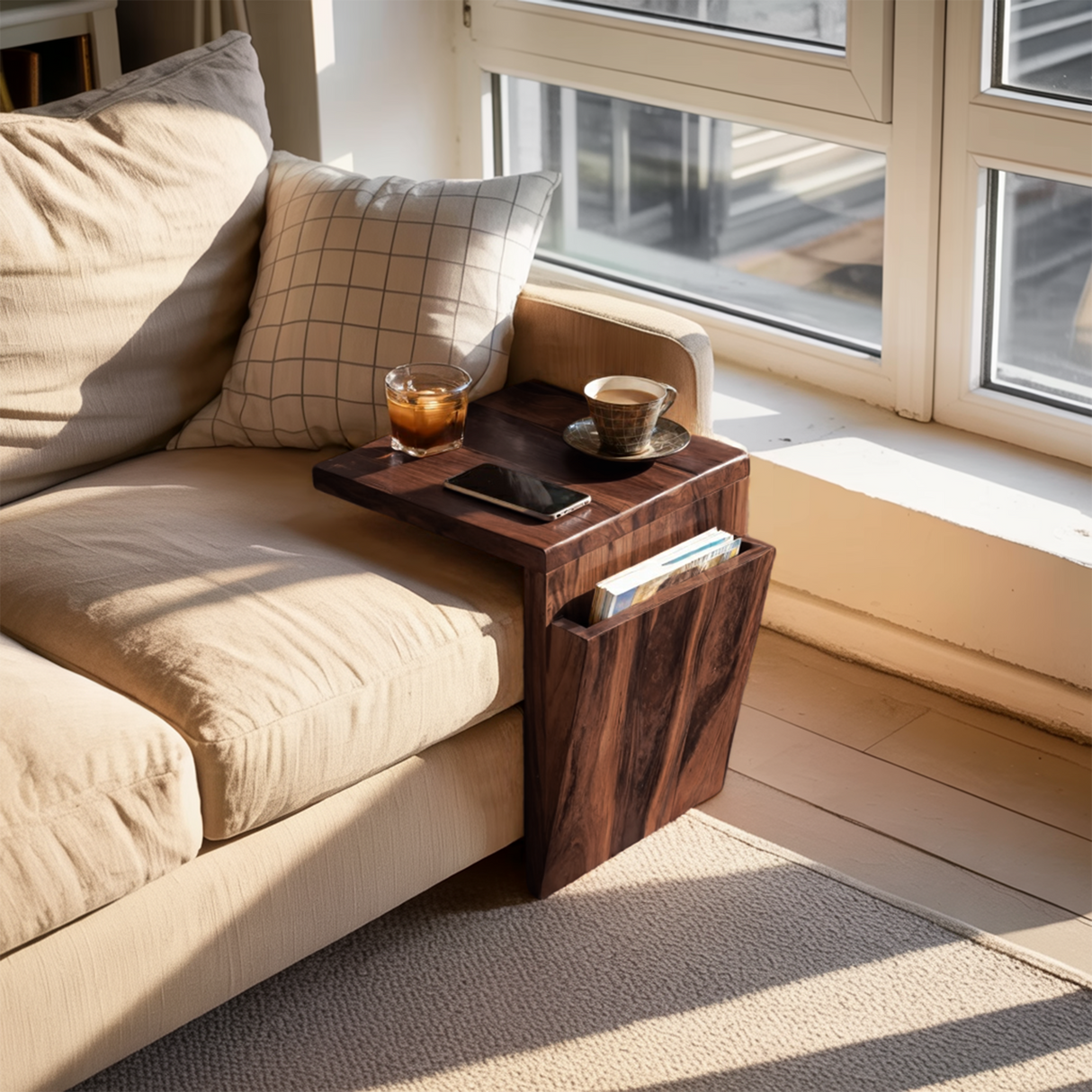 Handcrafted Live Edge Armrest For Unique Sofa Style