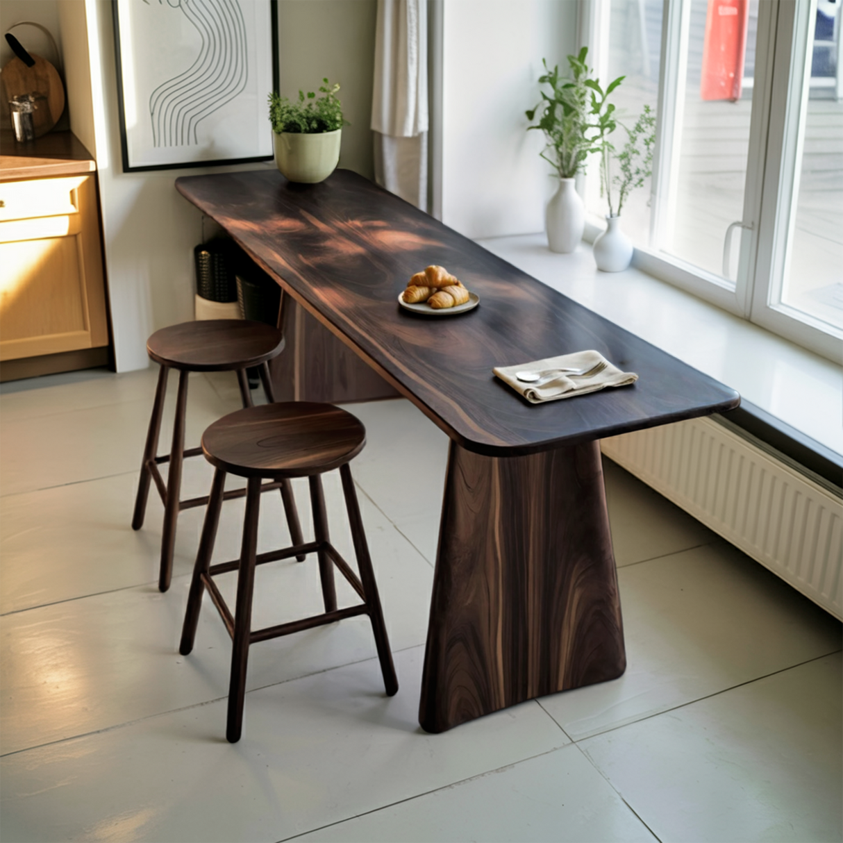 Modern Minimalist Wood Bar Table For Kitchen And Dining