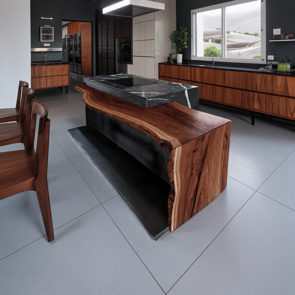 Modern Live Edge Bar Countertop For Kitchen Island