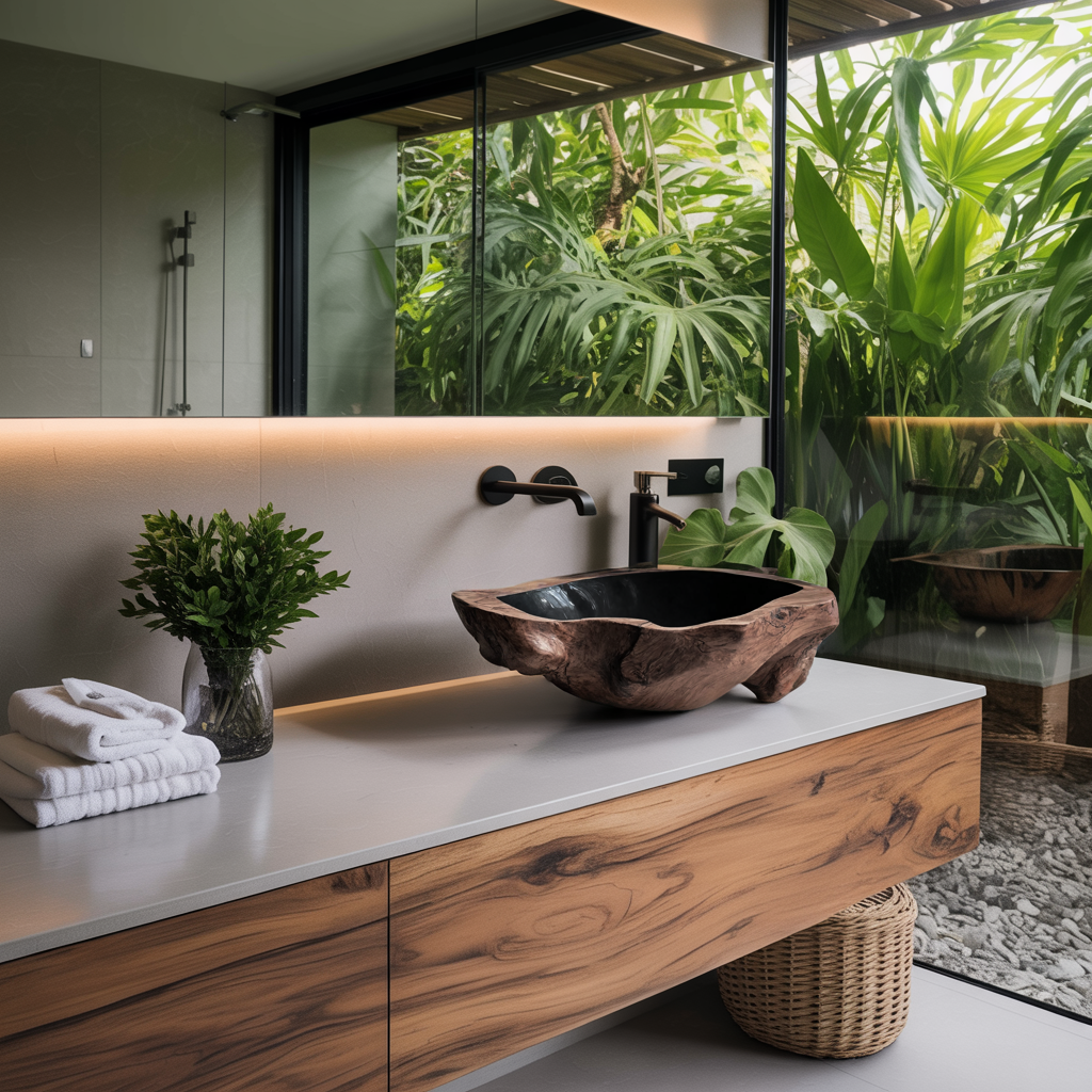 Farmhouse Wooden Vessel Sink For Bathroom