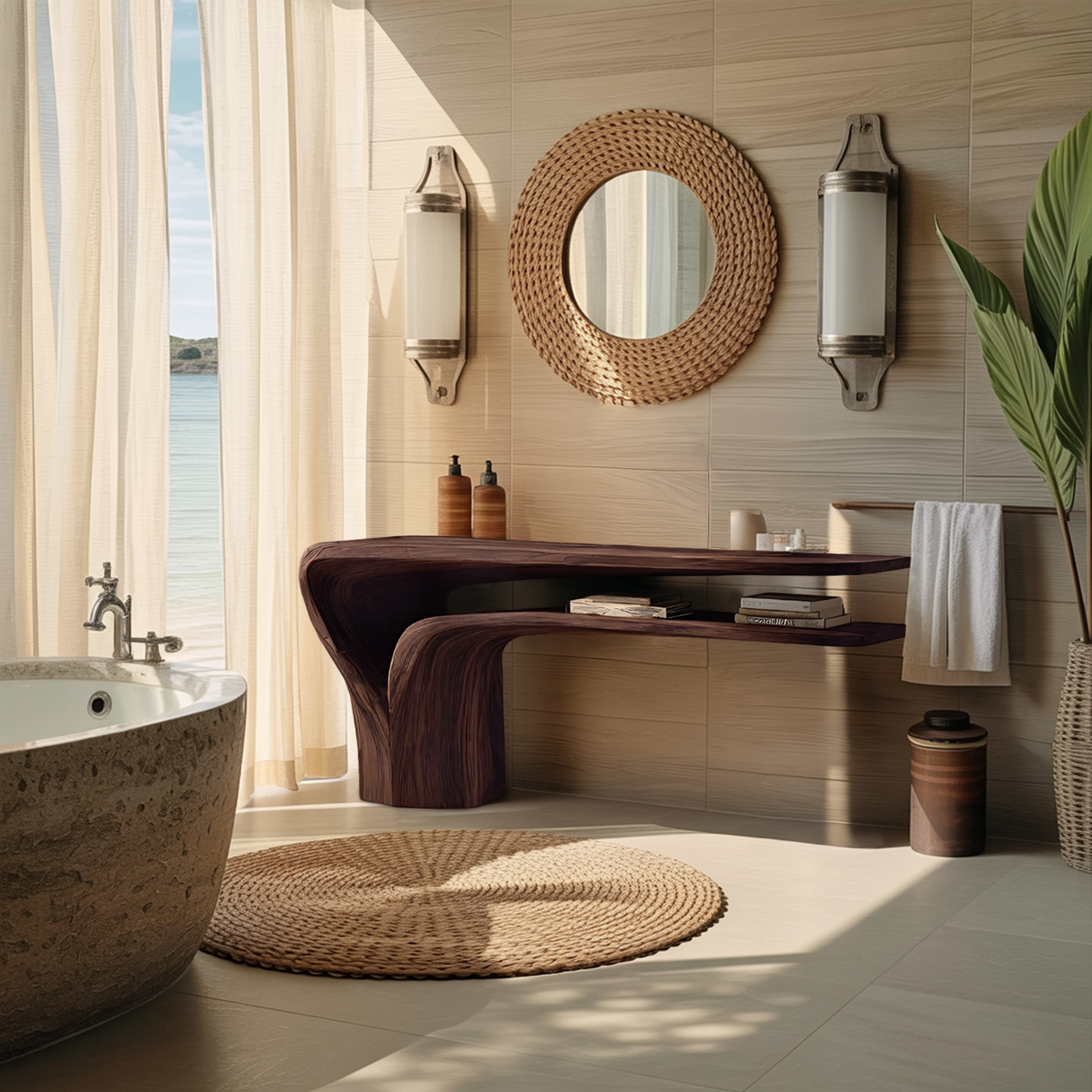 Organic Vanity Table For Bedroom Interior Space