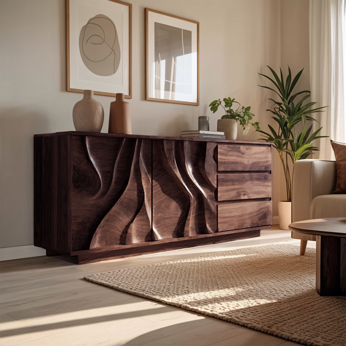 Organic Sculptural Sideboard For Living Room Or Bedroom
