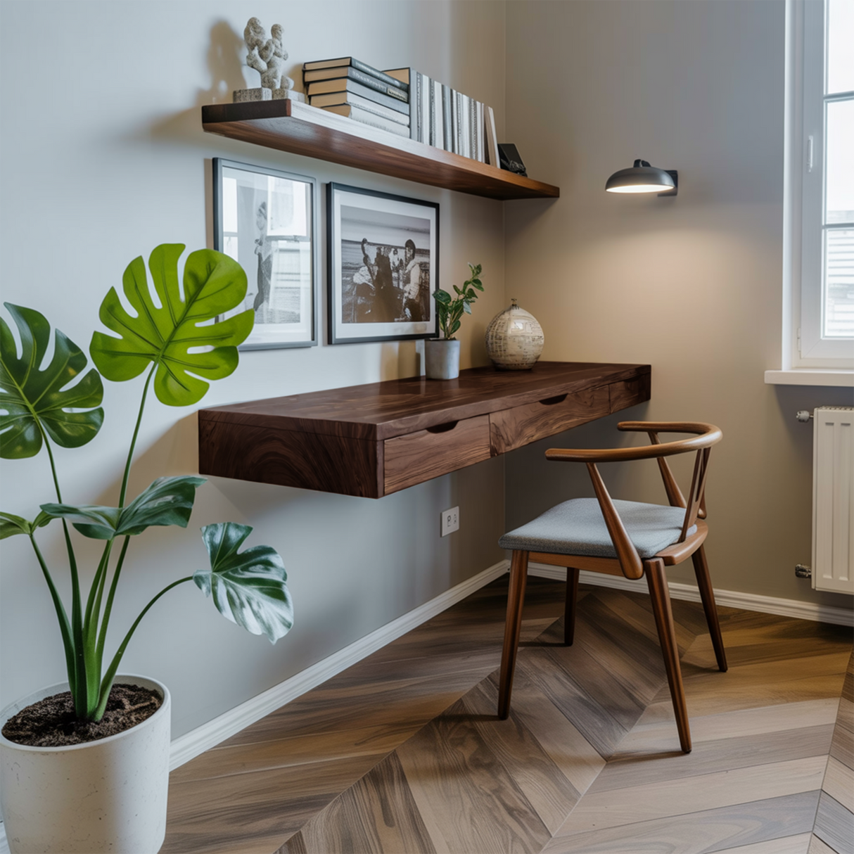 Minimalist Floating Desk With 3 Drawers For Home Office
