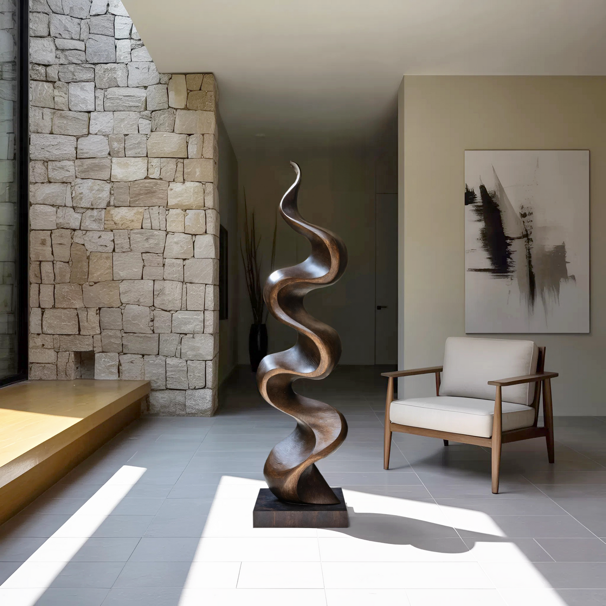 Rustic Large Wooden Sculpture For Garden