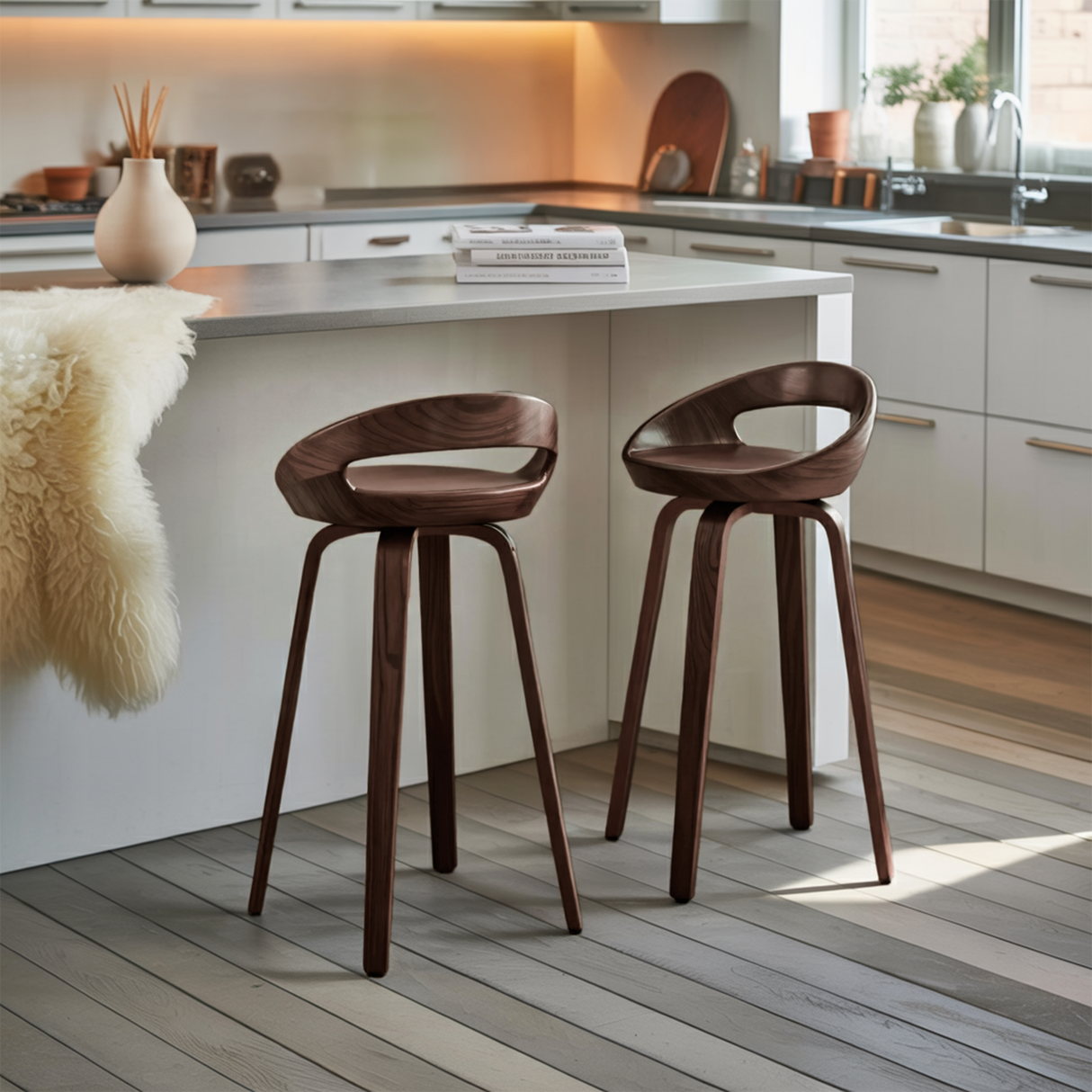 Modern Curved Bar Stools For Kitchen Island Counter Dining