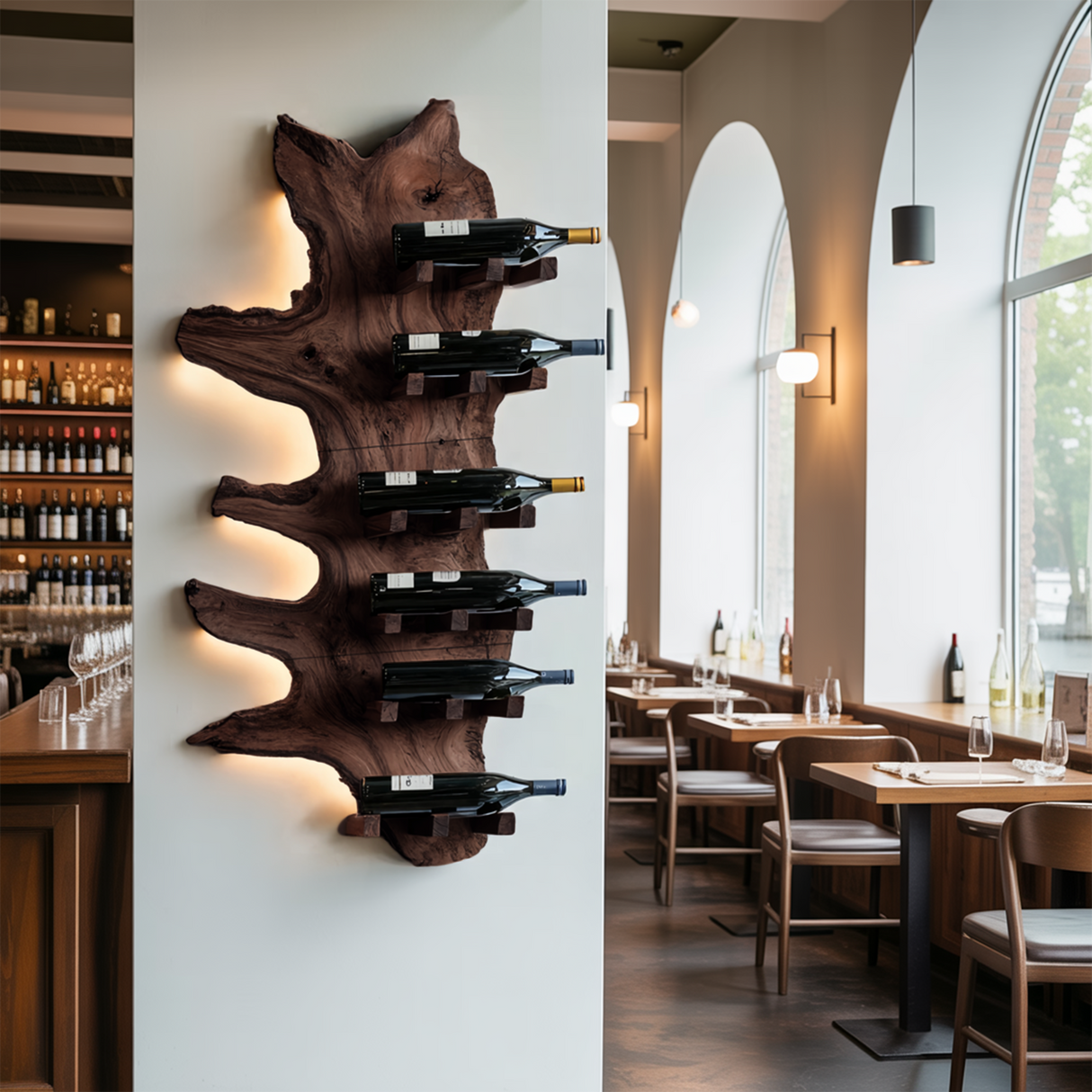 Modern Live Edge Wine Rack For Furniture Decor And Wine Shelf