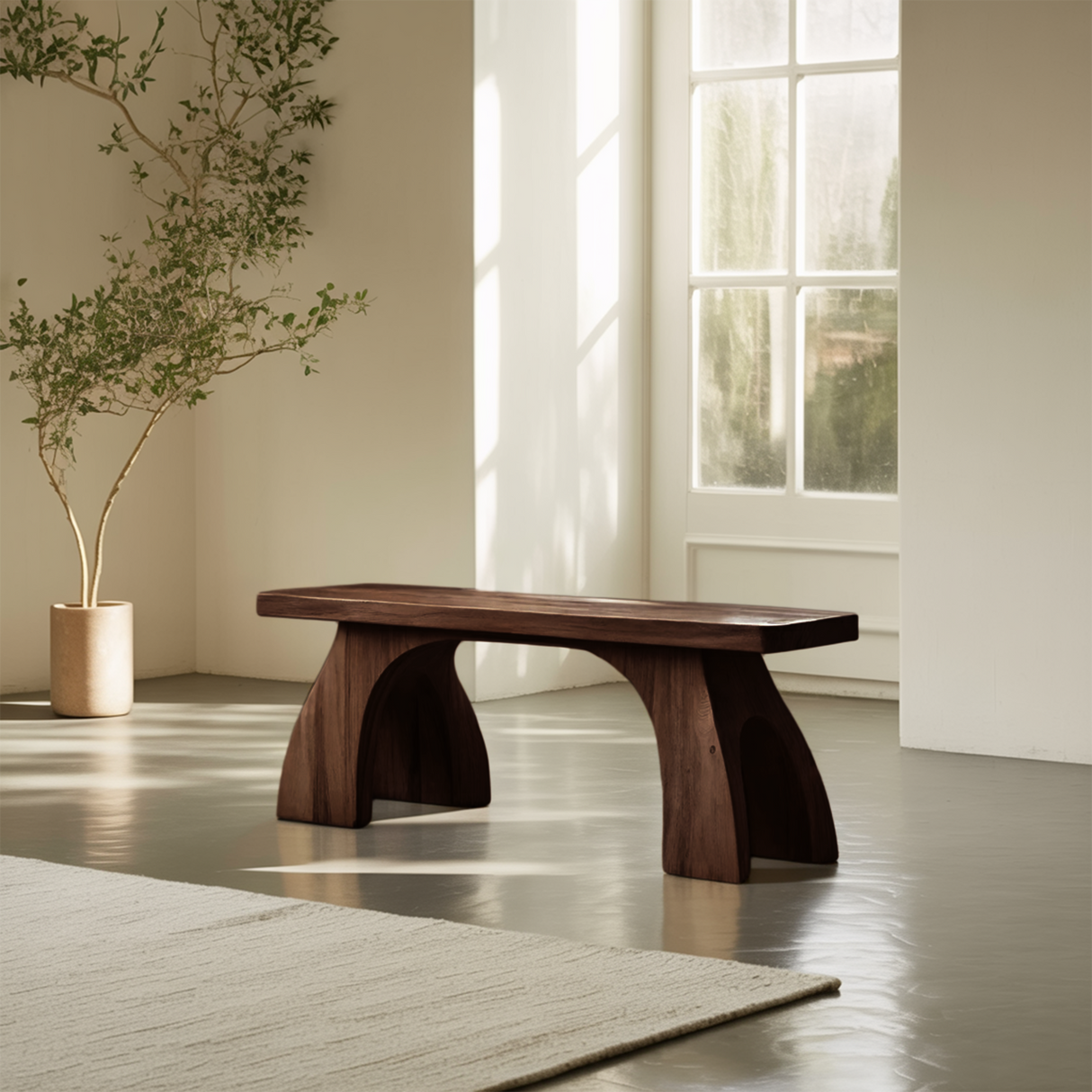 Modern Bench With Arched Leg Design For Entryway