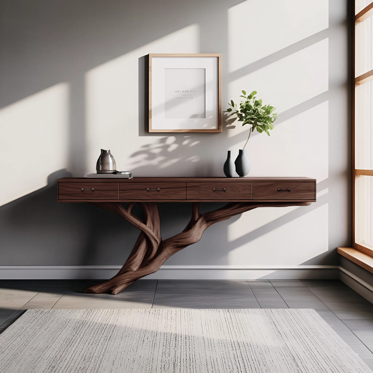 Mid Century Wooden Console Table For Living Room Contemporary Accent