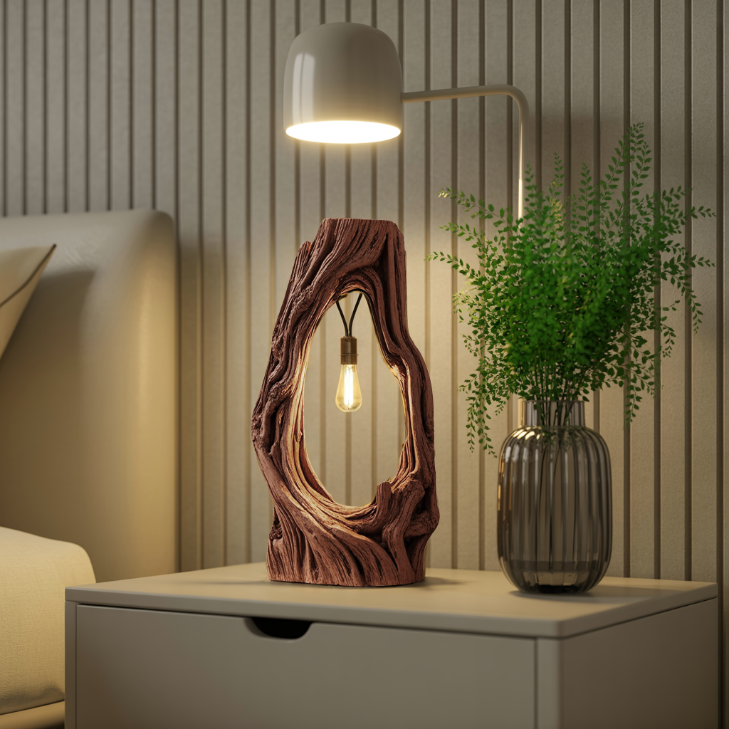 Rustic Floor Lamp With Exposed Bulb For Living Room