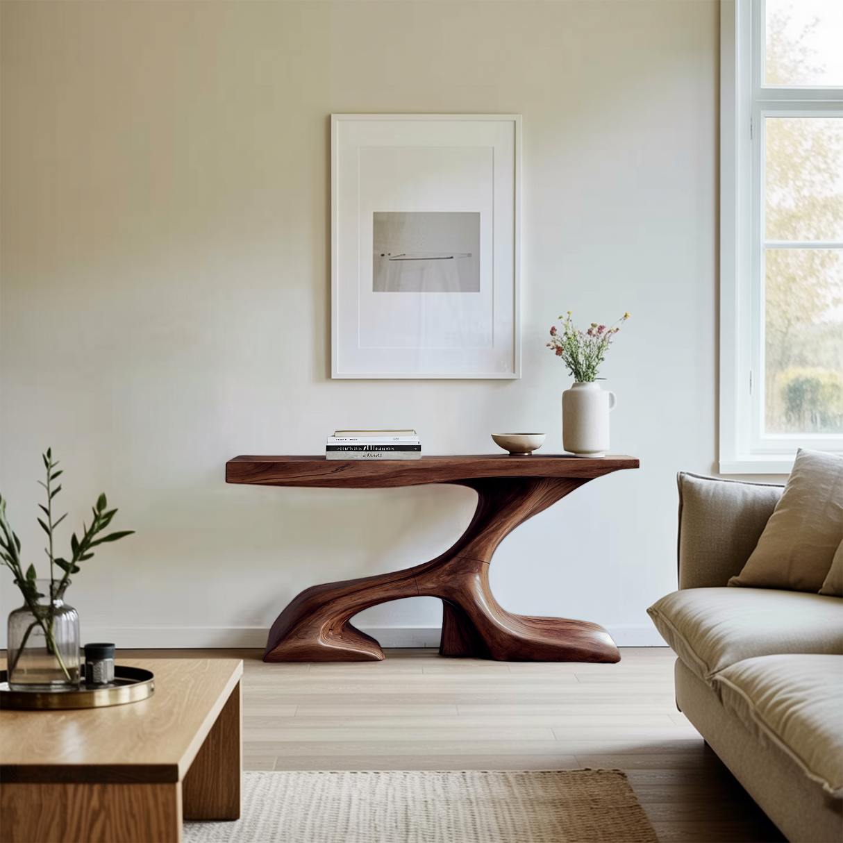 Rustic Solid Wood Console Table For Modern Entryway