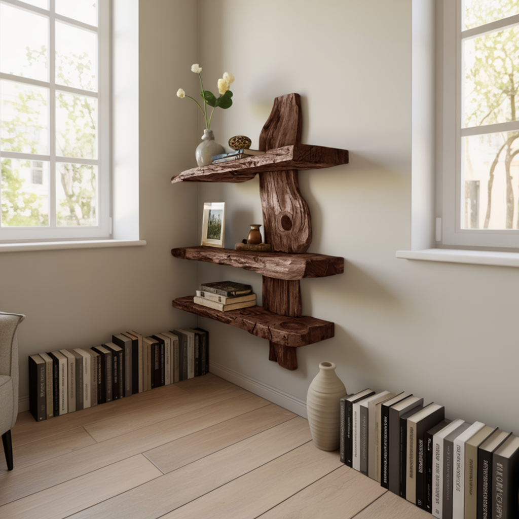 Rustic Wall Shelf For Bedroom Or Reading Corner Display