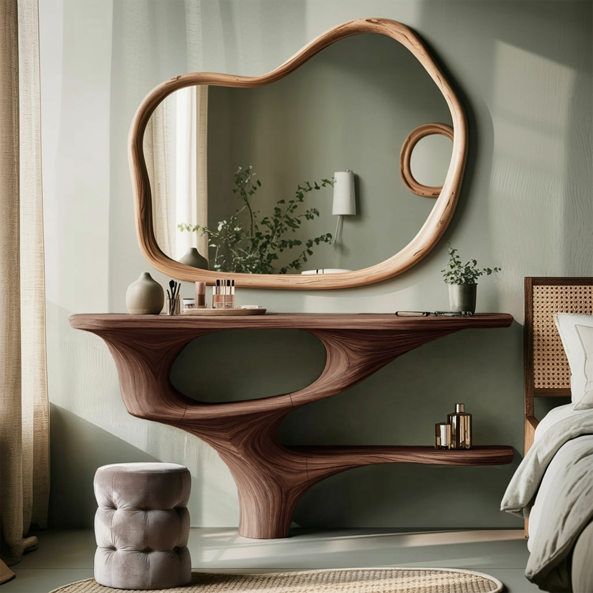 Rustic Live Edge Cosmetic Table For Bedroom Decor Ideas