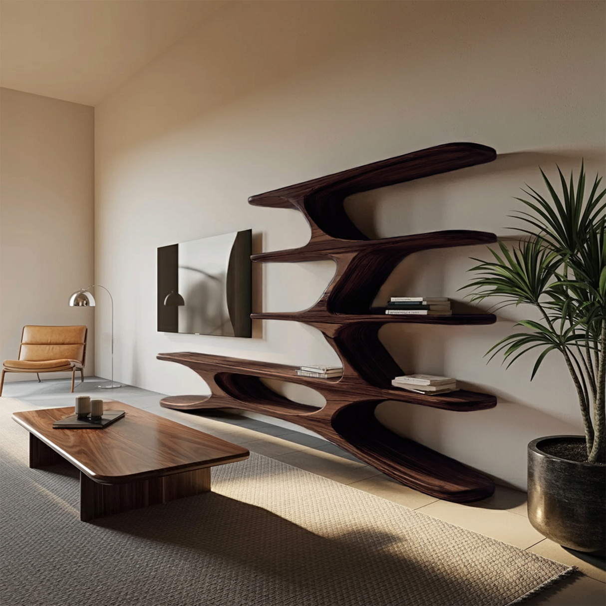 Organic TV Cabinet Branches Design For Contemporary Home Decor