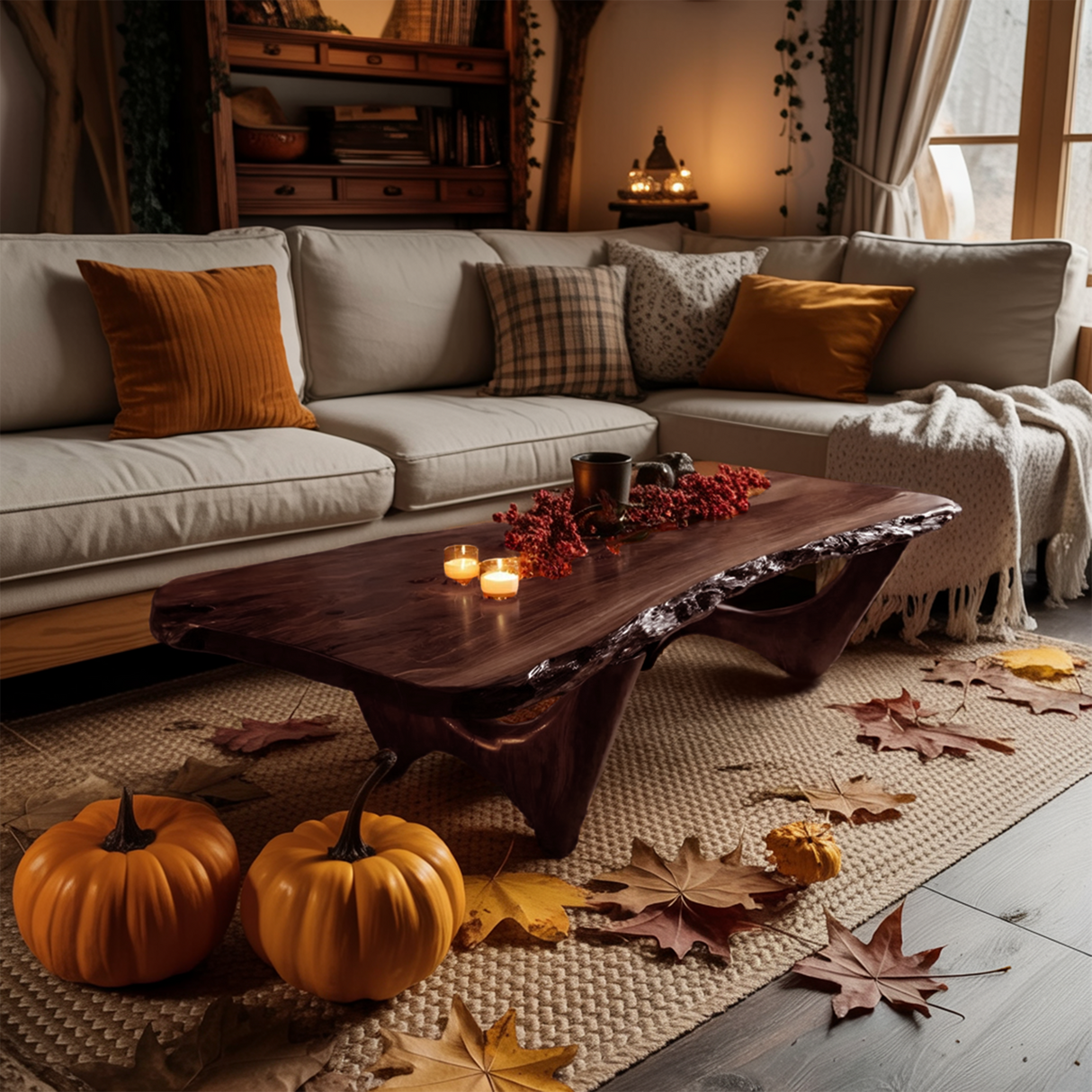 Mid Century Wooden Live Edge Coffee Table Furniture Decor Ghostly Charm