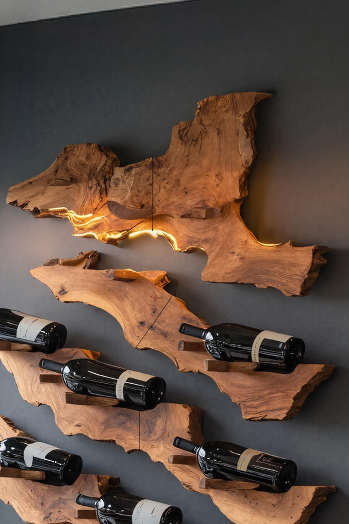 Handcrafted Wooden Live Edge Wine Holder For Bar Decor Ideas