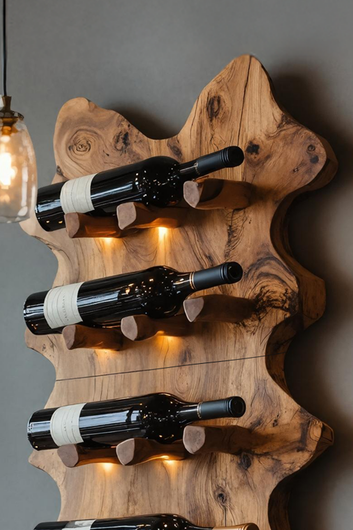 Rustic Live Edge Wall Wine Rack For Cozy Dining Rooms