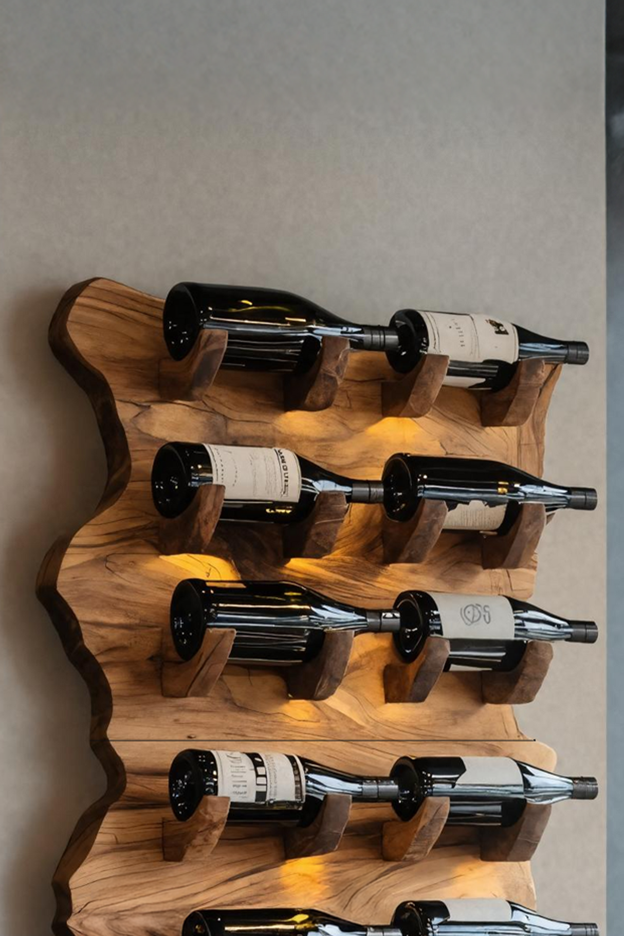 Farmhouse Wooden Live Edge Wine Holder For Furniture Decor