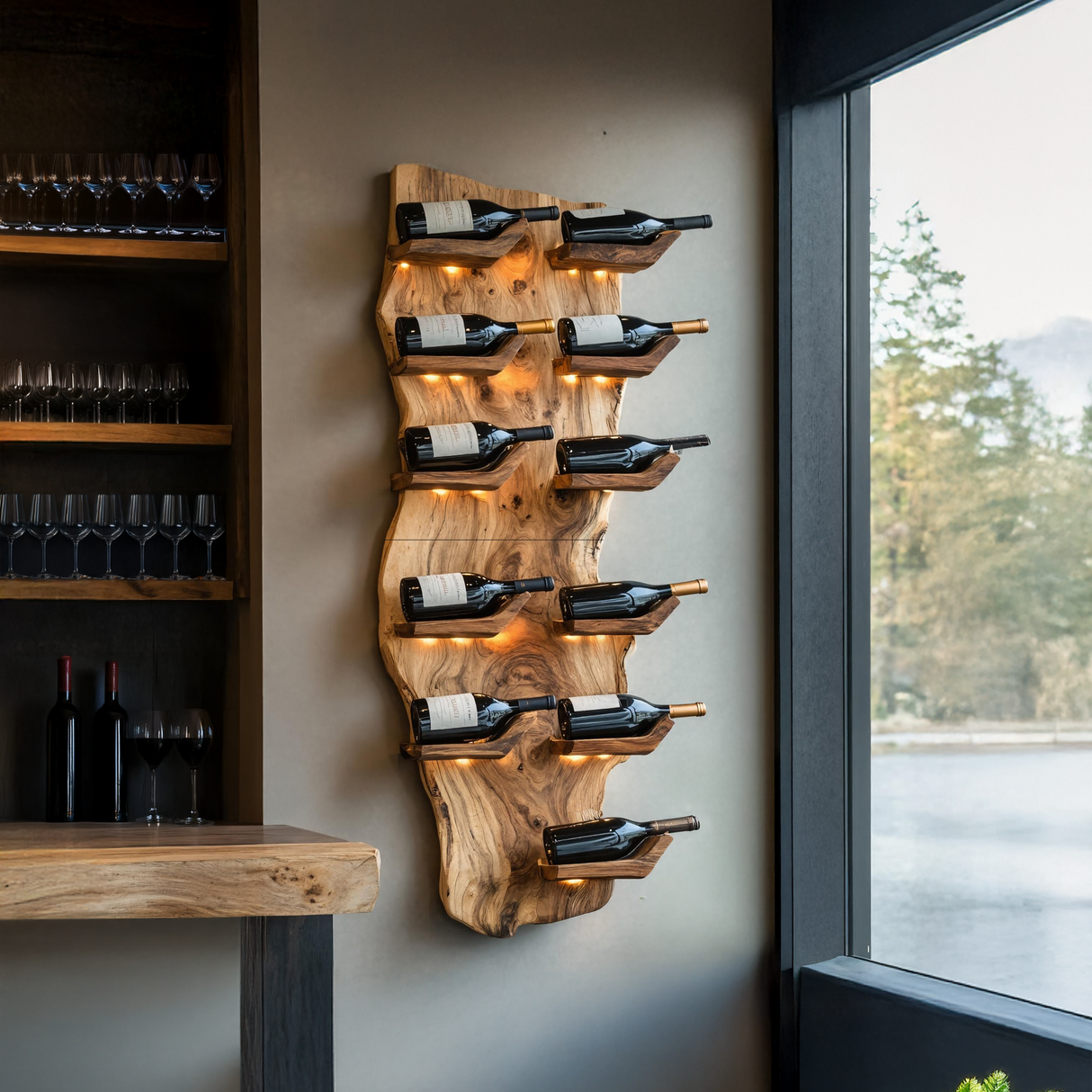 Farmhouse Live Edge Wine Holder For Living Room Furniture