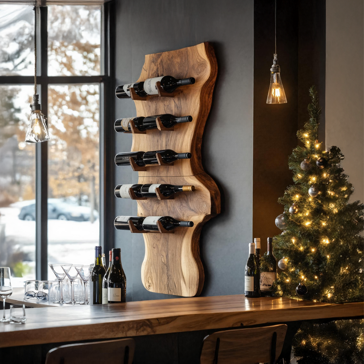 Modern Solid Wood Wine Rack For Living Room And Bar Display
