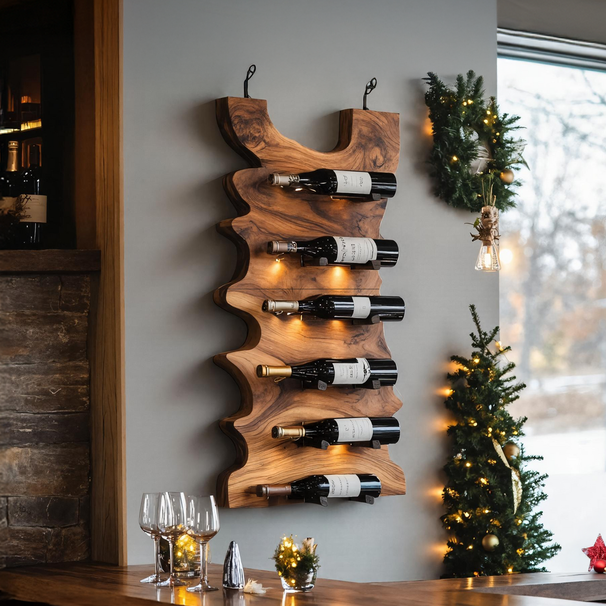 Handcrafted Live Edge Wine Holder For Entryway Design Ideas
