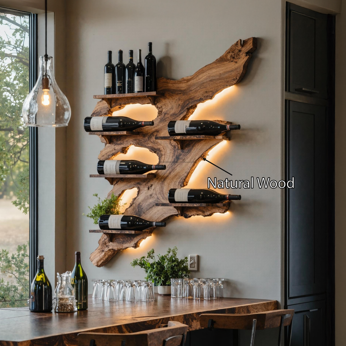 Rustic Wine Rack For Furniture Home Bar Wall Design