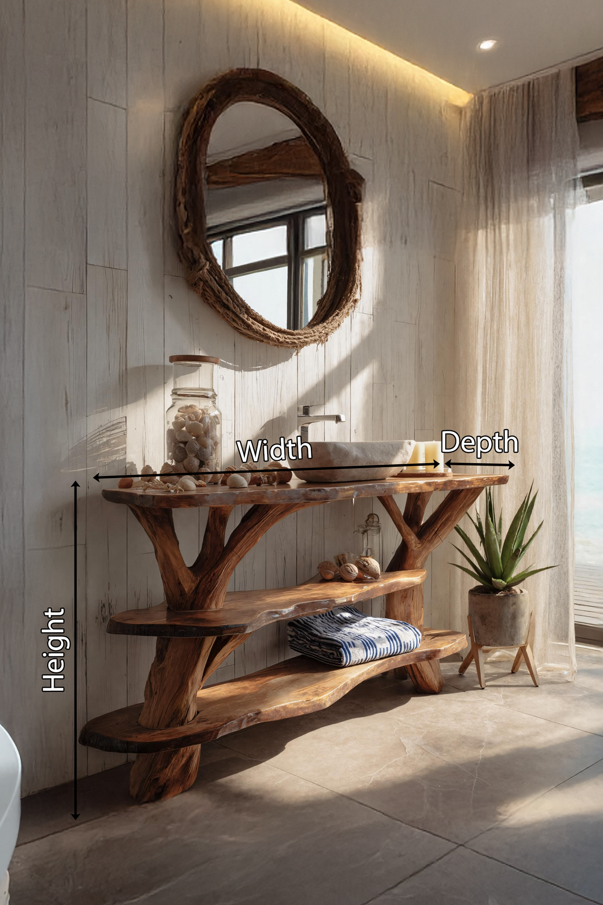 Modern Handcrafted Live Edge Bathroom Vanity For Elegant Bathroom Decor