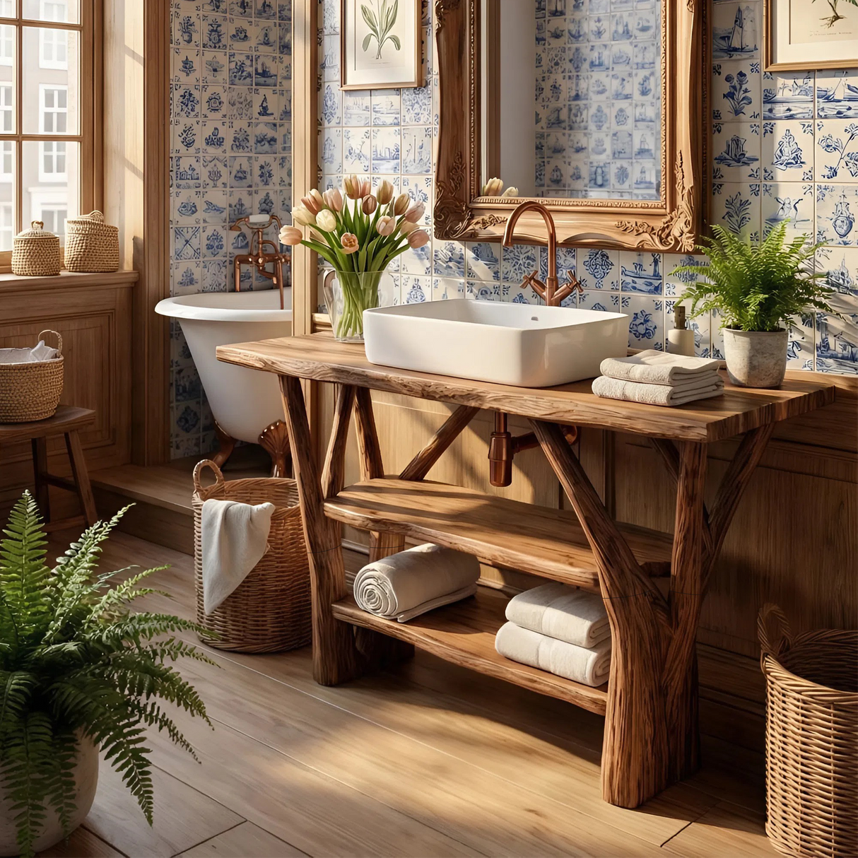 Minimalist Wooden Vanity For Modern Bathroom Interior