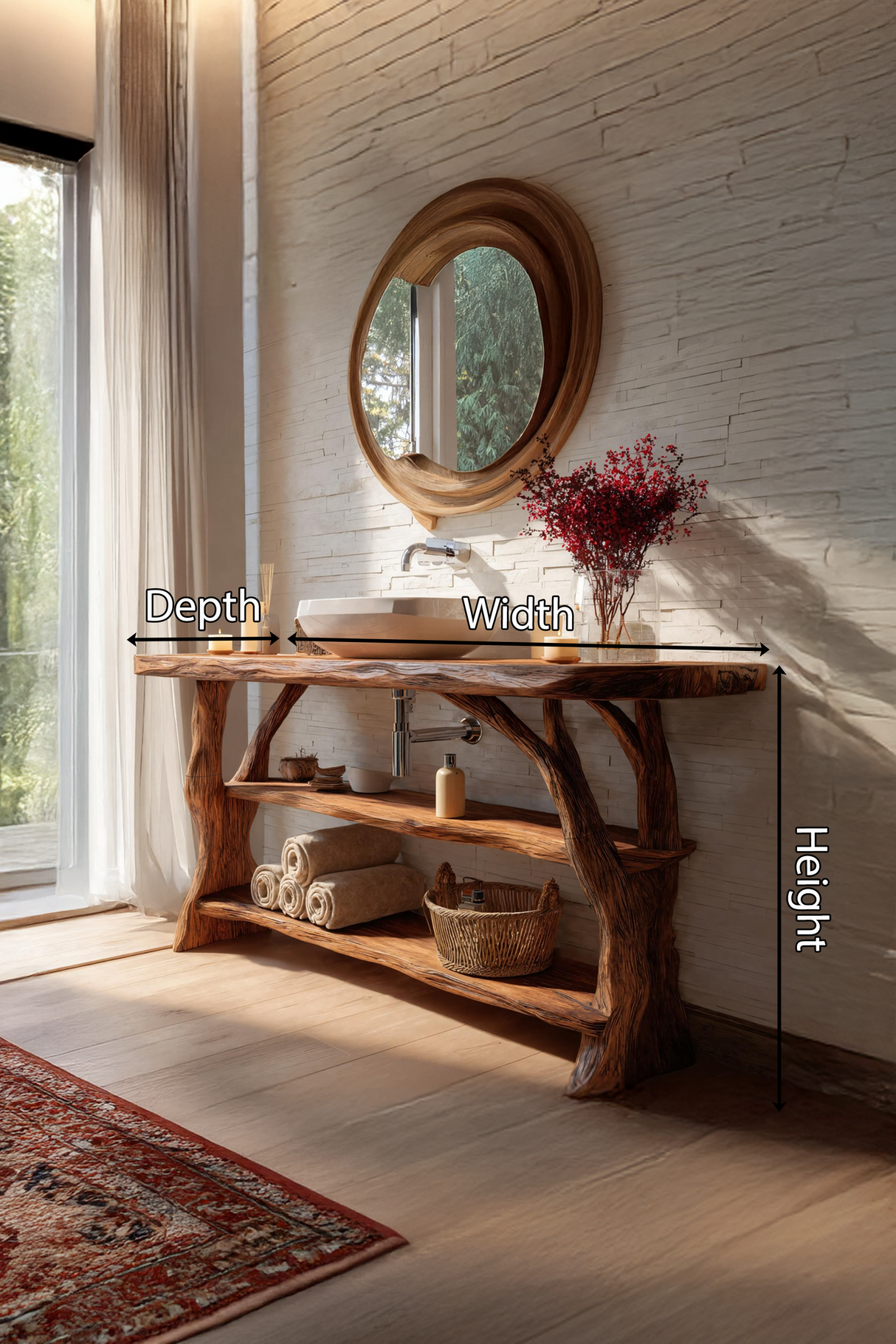 Farmhouse Handcrafted Live Edge Bathroom Vanity For Bathroom Decor