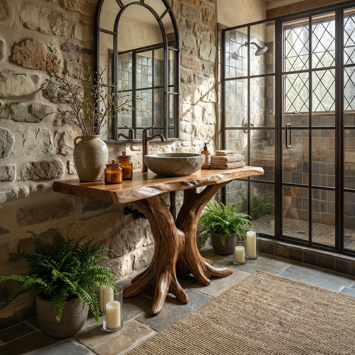 Modern Live Edge Bathroom Vanity Handmade Wood For Bathroom Decor