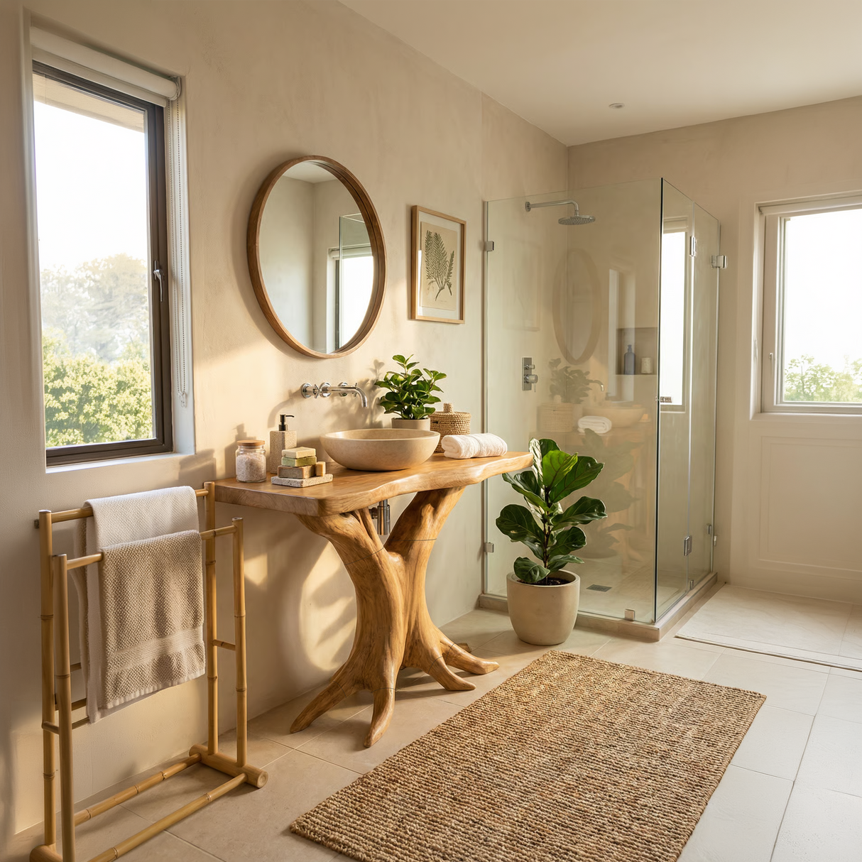 Farmhouse Live Edge Bathroom Vanity Handcrafted Wood For Spa Bathroom