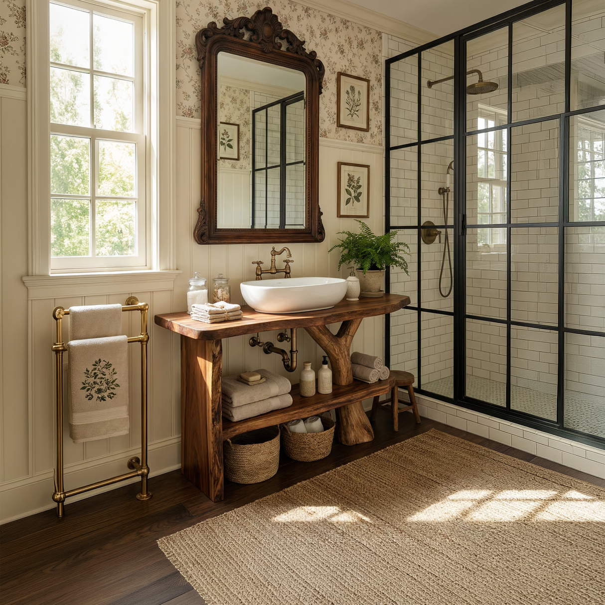 Farmhouse Bathroom Vanity Solid Wood Live Edge For Natural Bath Decor