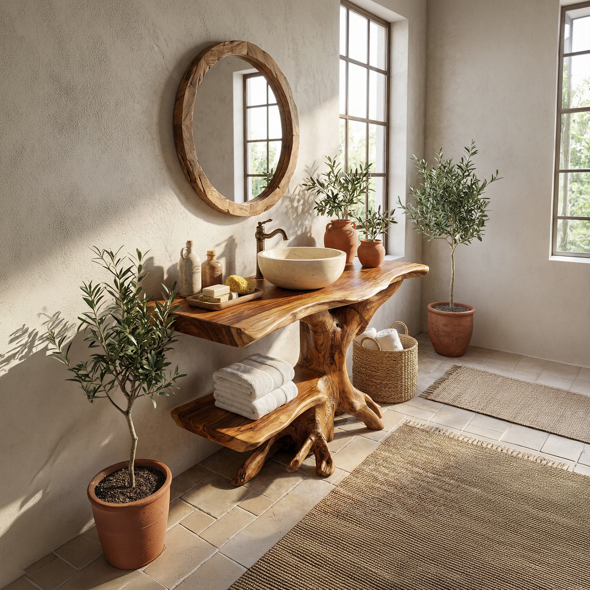 Farmhouse Live Edge Bathroom Vanity Rustic Solid Wood For Bathroom