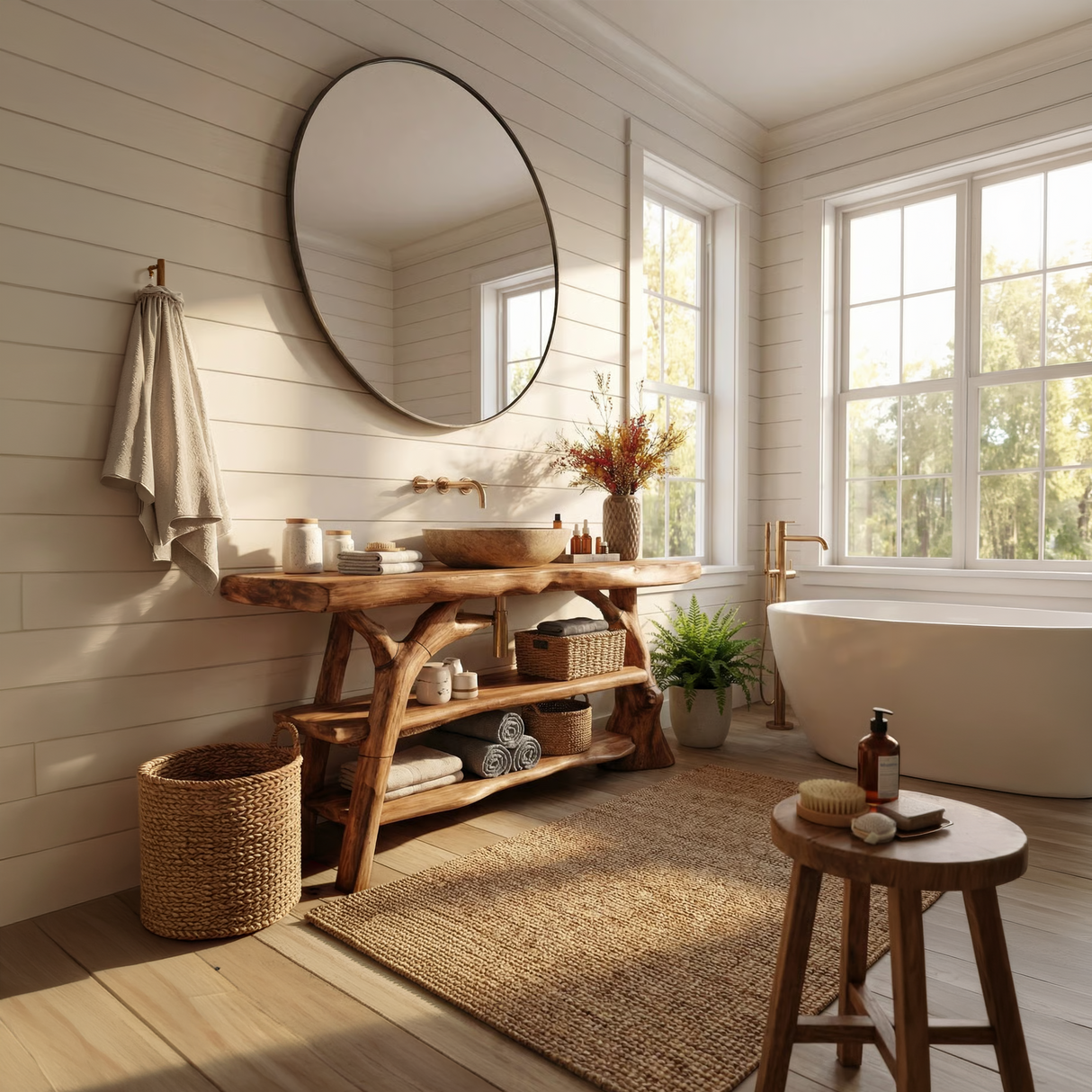 Handcrafted Live Edge Bathroom Vanity Solid Wood Sink For Modern Bathroom